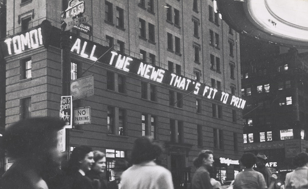 Beginning in 1928 news bulletins flashed on an electric zipper in Times Square The New York Times Photo Archives3