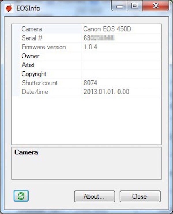 Fotoğraf Makinelerinde Shutter Sayısı Nasıl Öğrenilir? 3 eosinfo shutter
