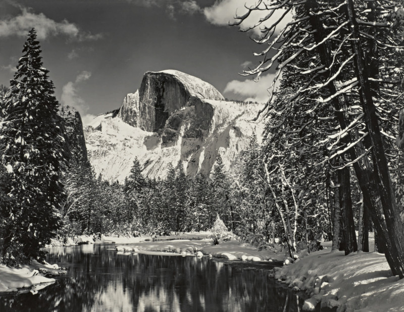 10542 Lot 38 Ansel Adams Half Dome Merced River Winter Yosemite Valley 800x617 1