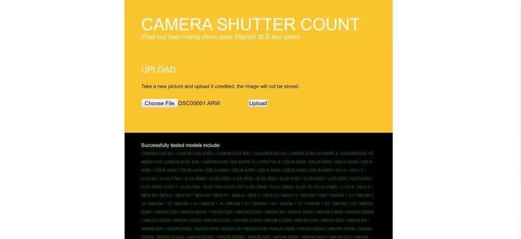Sony Shutter Sayısı Öğrenme? 10 camerashuttercount.com screenshot 3 1 1024x471 1