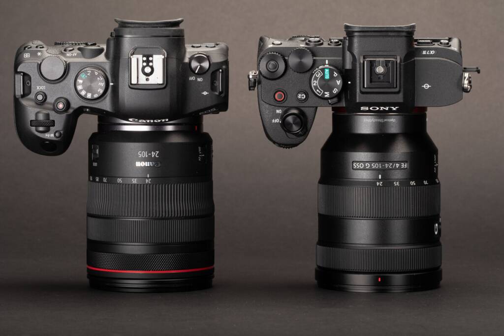 Sony a7IV Canon EOS R6 top down