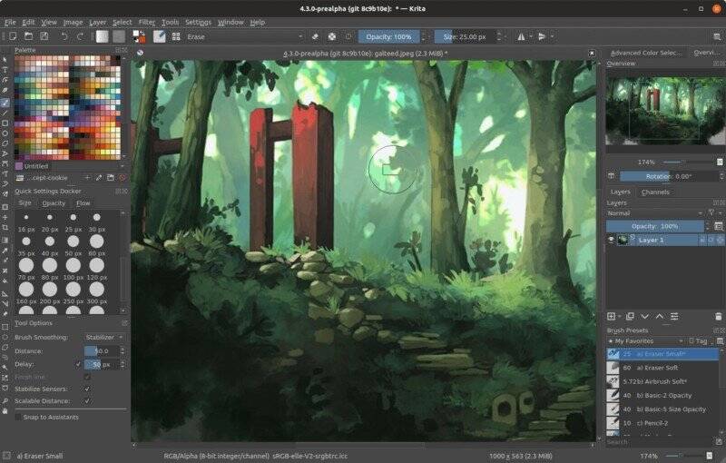 2022'deki En İyi Ücretsiz RAW Fotoğraf Düzenleme Programları 1 krita ui 40 800x510 1
