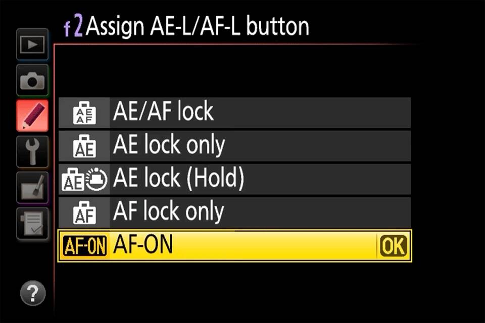 Nikon Assign AE L AF L Button