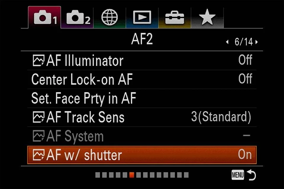 Geri Düğmesi Odaklama Nedir? 14 Sony AF with Shutter Menu