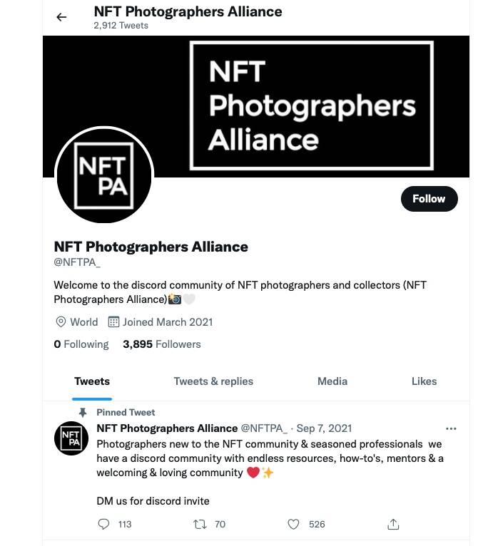 NFT photographers alliance on twitter
