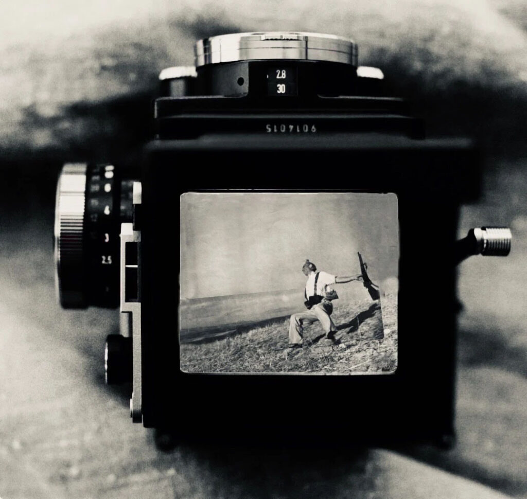 falling soldier on a medium format camera