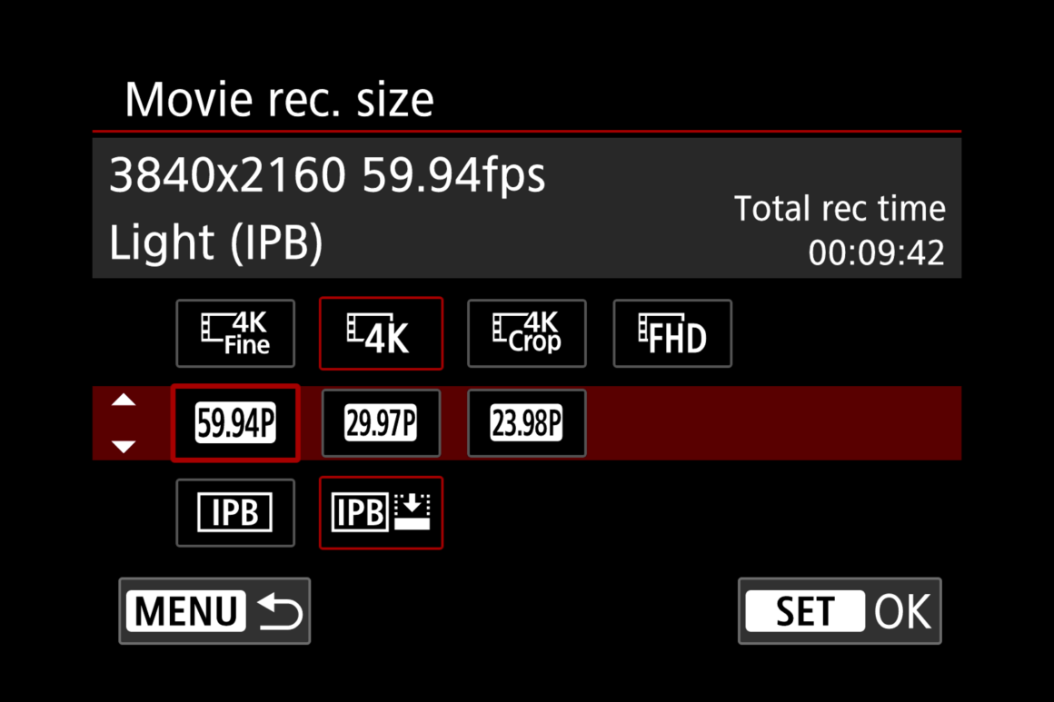 Canon EOS R7 İncelemesi 6 Movie Menu