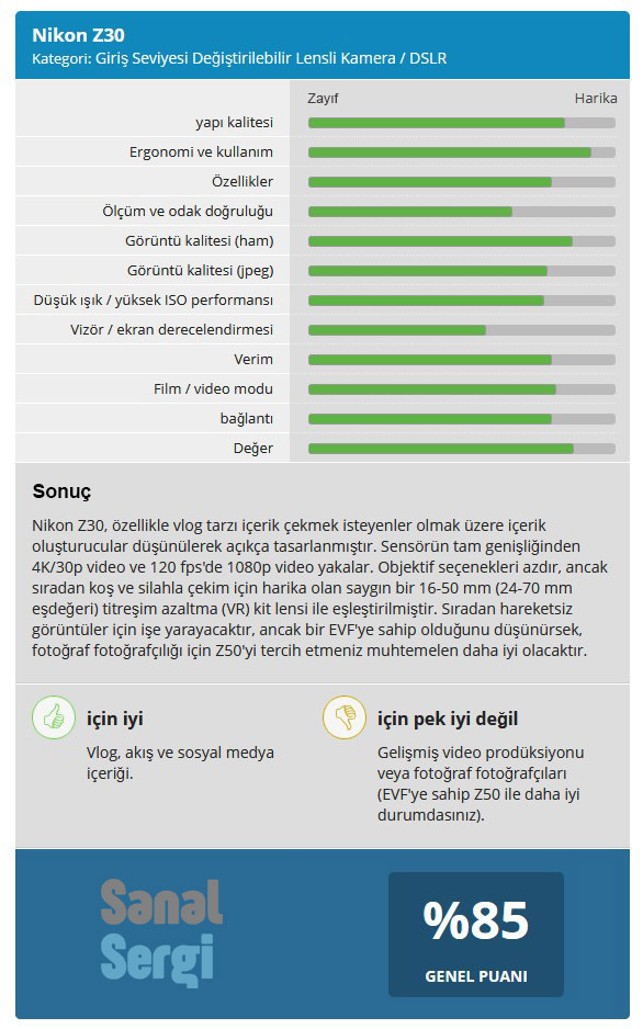 nikon z30 puanlama