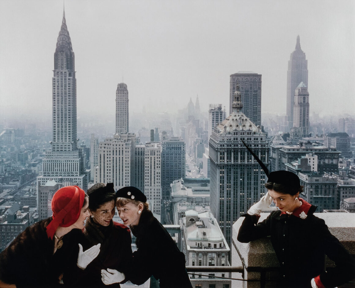 Lot 129 Norman Parkinson Young Velvets Young Prices Hat Fashions for British Vogue The New York skyline from the roof of the Conde Nast building on Lexington Avenue New
