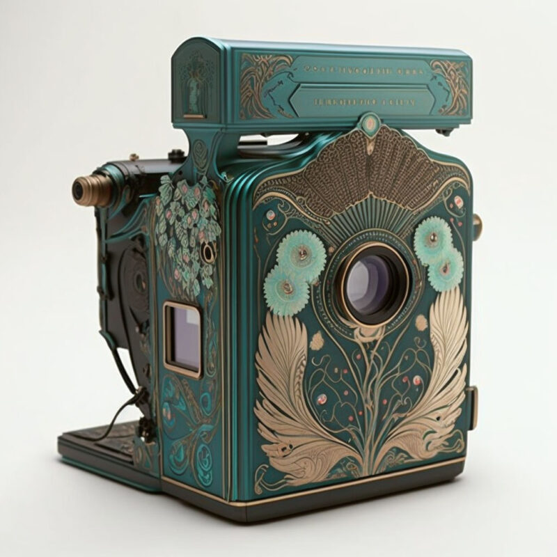 mathieustern Art nouveau Polaroid camera with intricate designs