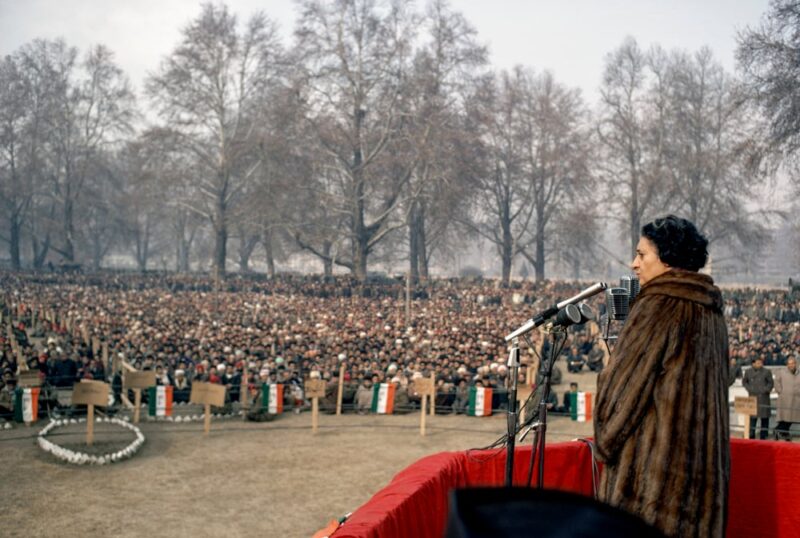 © Marilyn Stafford Indira Gandhi speaking at mass rally in Kashmir in 1972 following the Indo Pakistani War low res 4