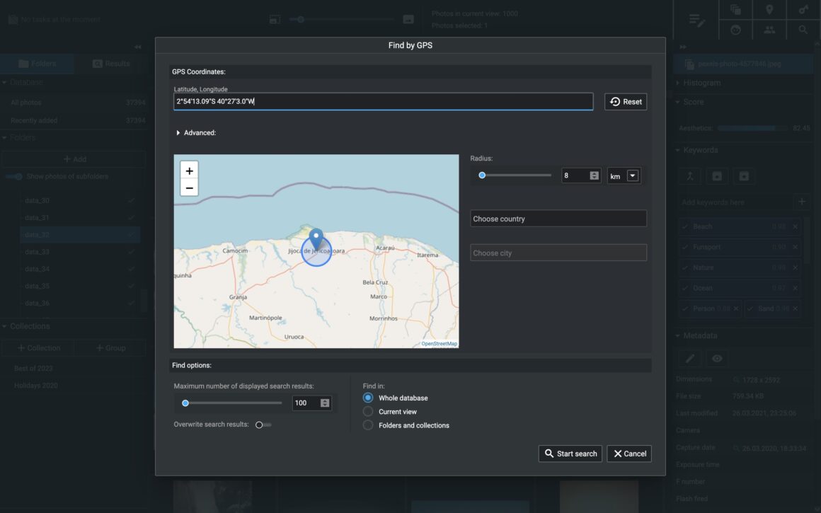 Yeni Excire Foto 2024 Güncellemesi Güçlü Hızlı Arama ve Yapay Zeka Araçları Ekliyor 8 EF2024 EN find with GPS data