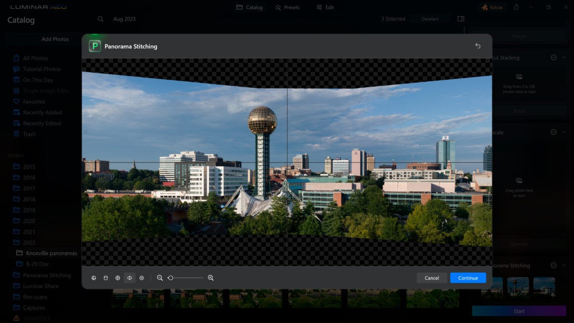 luminar neo panorama stitching