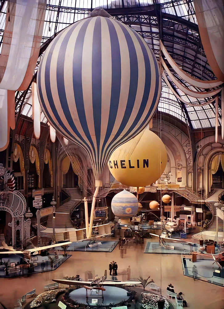 Eski Fotoğraflar En Son Renklendirme Teknikleriyle Hayat Buldu 5 p.22 The first Paris Air Show held at the Grand Palais France photographed by L.on Gimpel