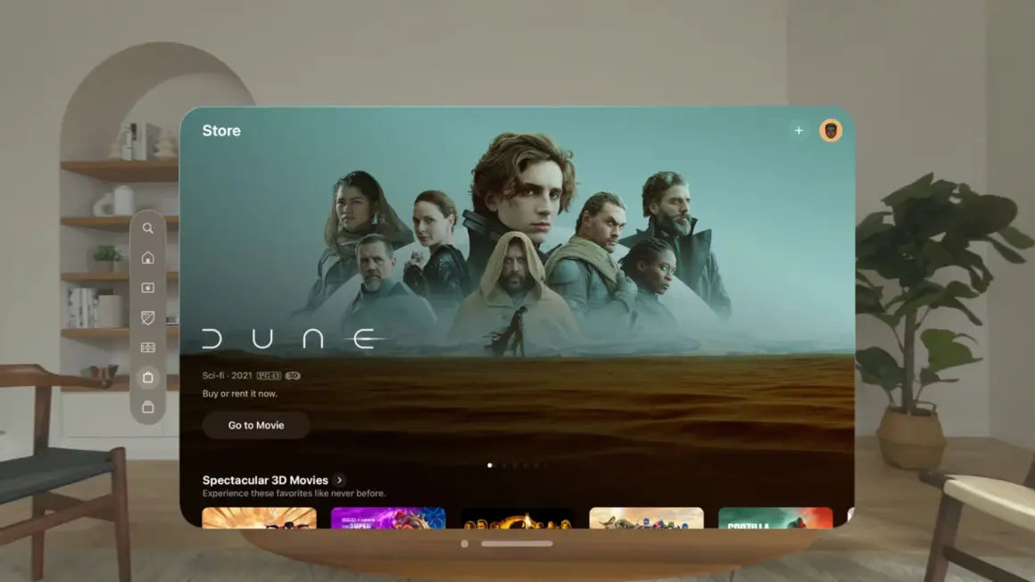 Apple Vision Pro entertainment 3D movies Dune