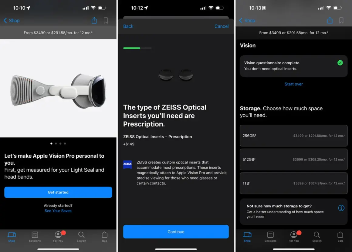 apple vision pro ordering screenshot 1