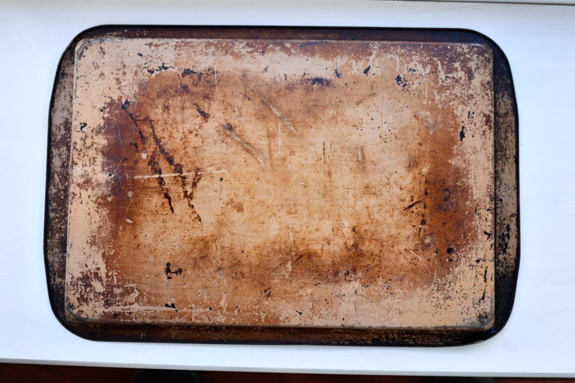 Back of old baking tray texture