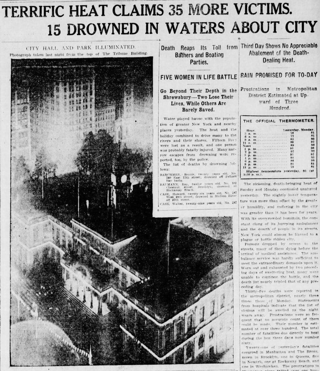 1911'den Fotoğraflar New York'un Ölümcül Sıcak Hava Dalgasıyla Mücadelesini Gösteriyor 11 New York heat wave newspaper July 5 1911