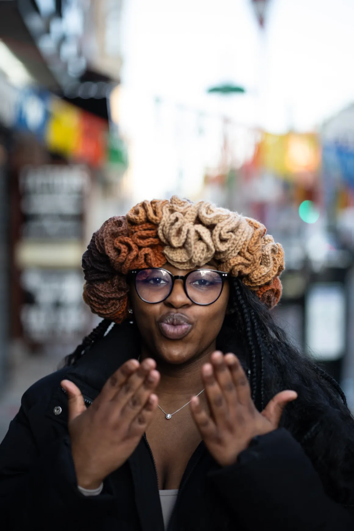 Sami Aziz : South Street 2 Portrait by South Street Sam woman blowing kiss