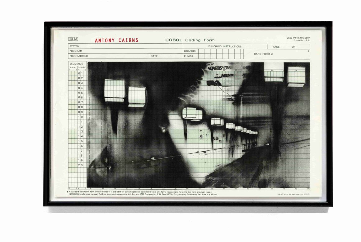 Antony Cairns’in Fotoğrafları Ka’da 3 framed TYO4 004 2020 InkJet on Original IBM cobol form. 21.5 cm x 34.2 cm Printed min
