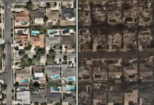 Los Angeles'taki yangının yol açtığı hasarlar 29 Before and after