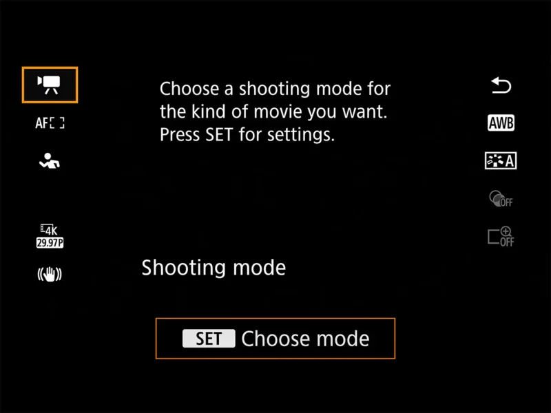 EOS R50 q menu