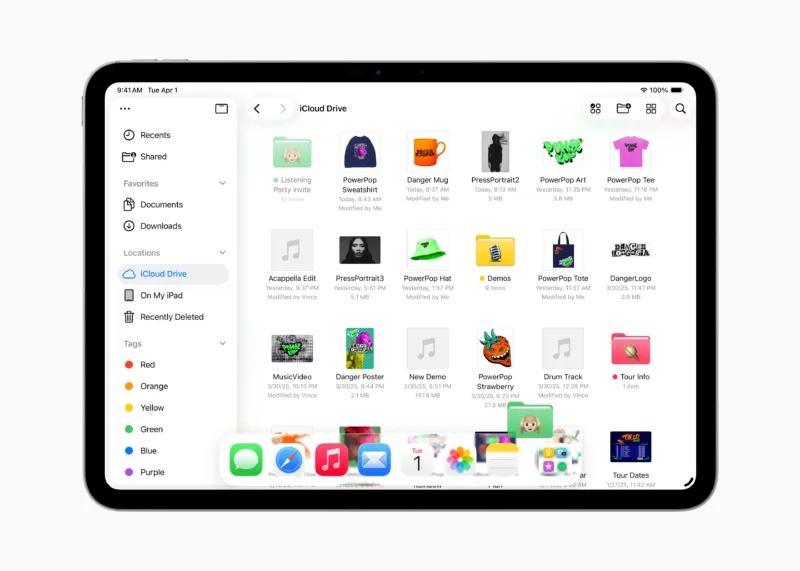 Apple WWDC25 iPadOS 26 Files app dragging folders to Dock