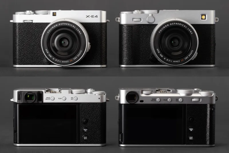 Fujifilm X E4 and Fujifilm X E5 side by side