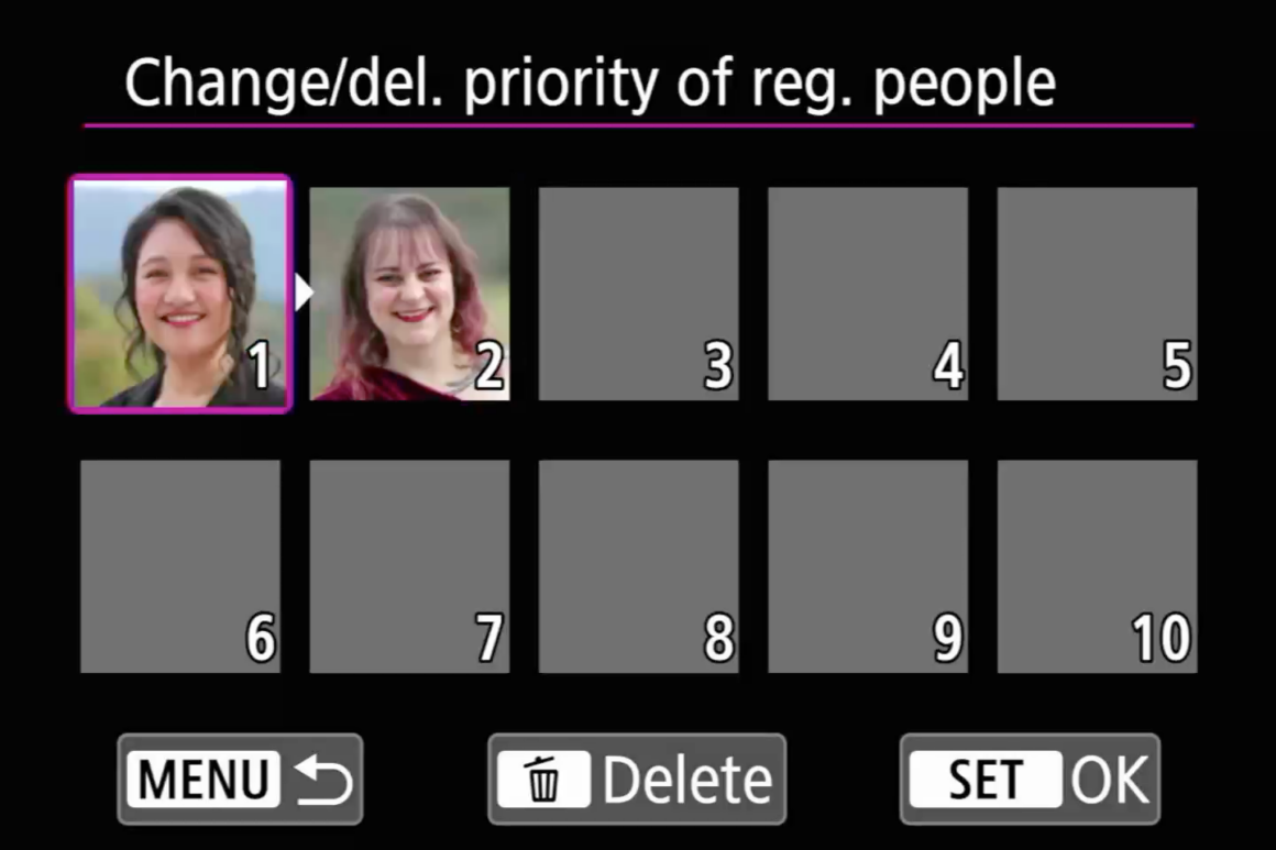 Canon EOS R6 Mark III Detaylı İnceleme : Abartıya Gerek Yok, İşini Yapıyor 4 Register People Priority Menu