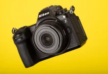 Nikon z6iii on yellow background