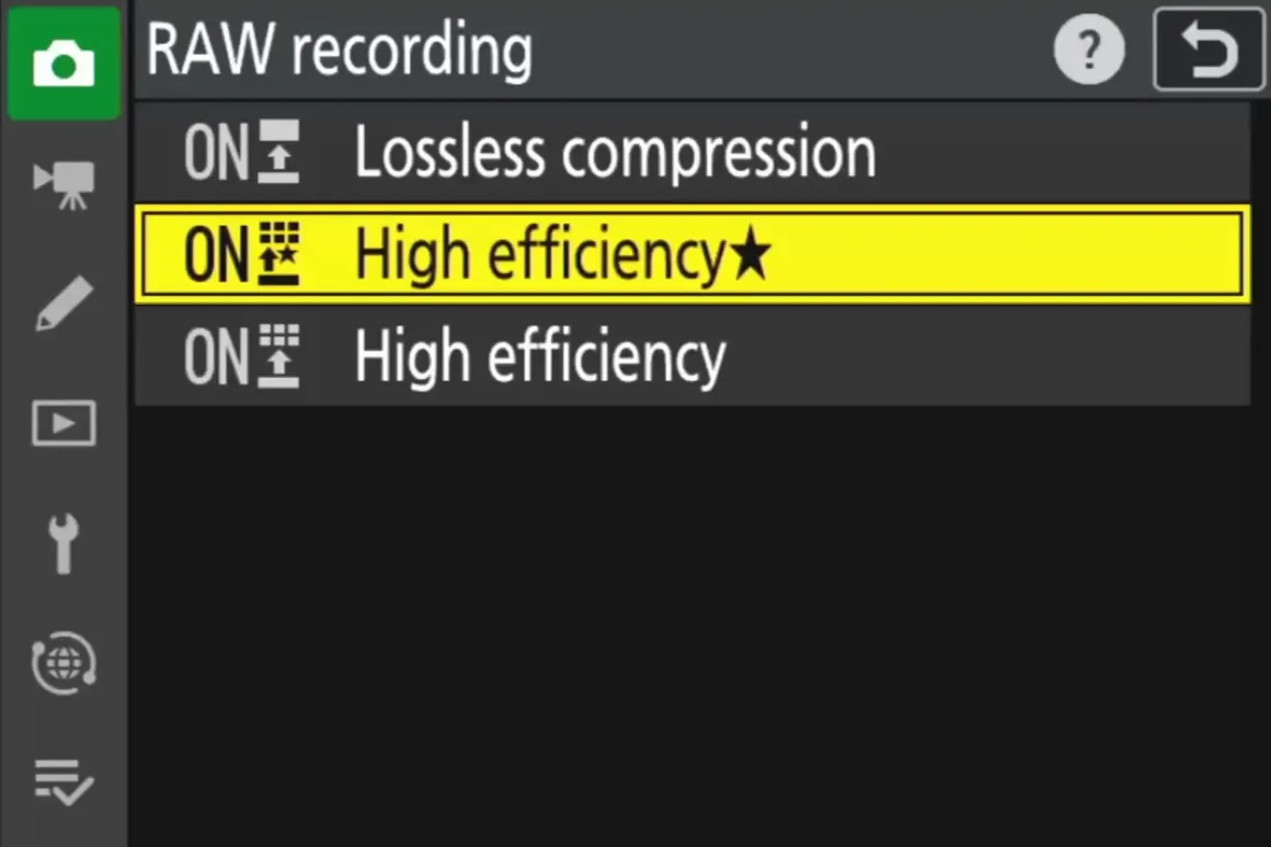 Yeni Nikon fotoğraf makinenizde değiştirmeniz gereken ayarlar 4 Raw Recording efficiency menu