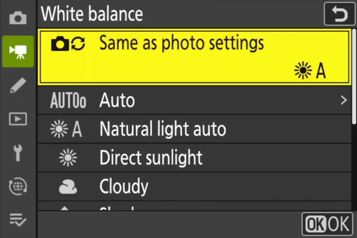 Yeni Nikon fotoğraf makinenizde değiştirmeniz gereken ayarlar 8 White balance video same as photo settings