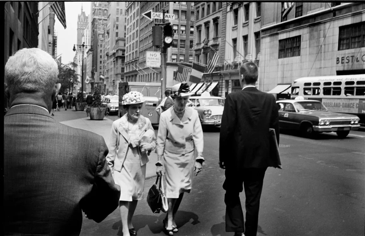 Two Fashionable Older Women Walk Down 5th Avenue Mid 1960s