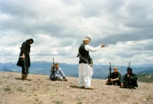 web playing the role of a warlord holding a taliban training camp on a remote afghan mountaintop 2009 claire beckett