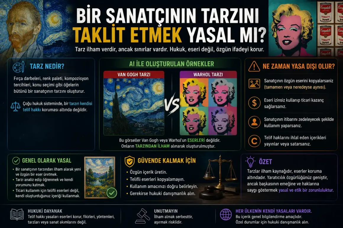 Yapay Zekâ ile Üretilen Görsellerin Telif Hakkı Kime Ait? 6 Bir Sanatcinin Tarzini Taklit Etmek Yasal mi