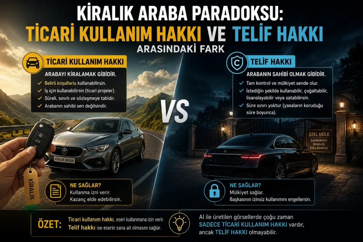 Yapay Zekâ ile Üretilen Görsellerin Telif Hakkı Kime Ait? 4 Kiralik Araba Paradoksu