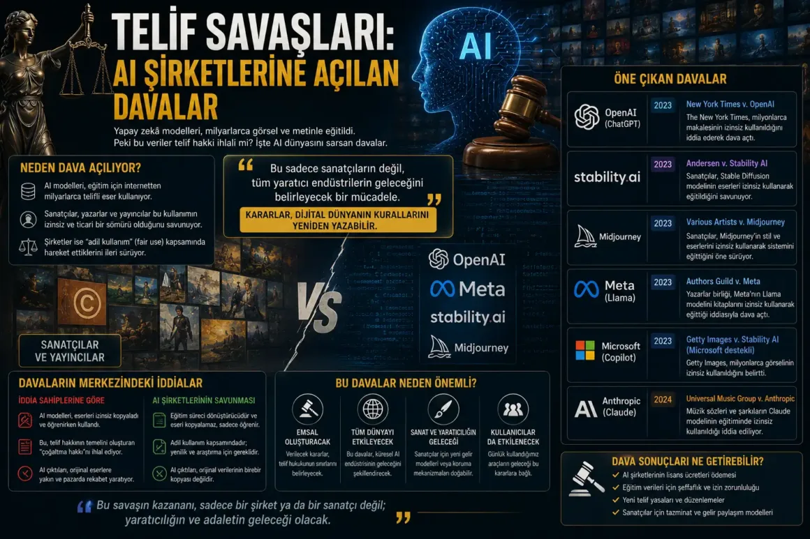 Yapay Zekâ ile Üretilen Görsellerin Telif Hakkı Kime Ait? 7 Telif Savaslari AI Sirketlerine Acilan Davalar