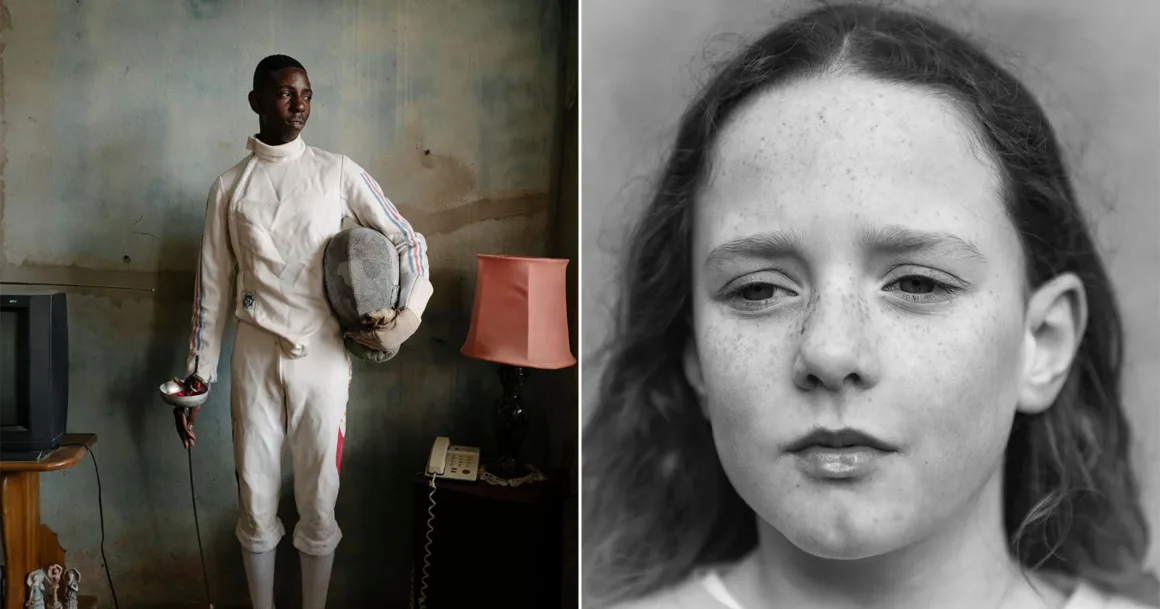 Winston Taylor Photo Portrait Prize 2026 1 Winston Taylor Photo Portrait Prize 2026
Solda bir odada beyaz üniformasıyla duran genç bir eskrimciyi, sağda ise çilleri belirgin genç bir kızın yakın plan portresini gösteren bölünmüş ekran görüntüsü.