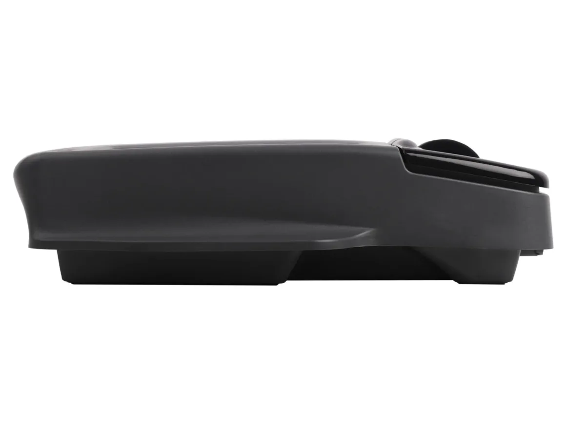 Super Mouse Tanıtıldı: Dokunmatik Ekranlı Fare Üretkenlik Merkezi Olmayı Hedefliyor 24 A side view of a black, low-profile computer mouse on a white background.