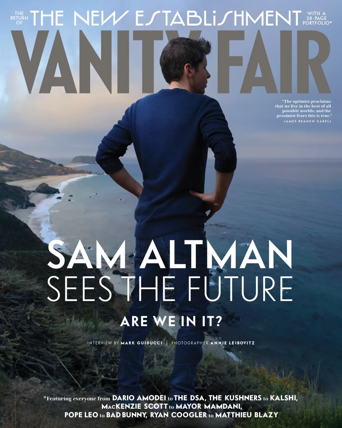 Annie Leibovitz, Sam Altman Portresinde Alman Romantizmine Gönderme Yapıyor 20 Sam Altman, The New Establishment başlıklı Vanity Fair kapağında okyanusa bakan bir uçurumun üzerinde duruyor.