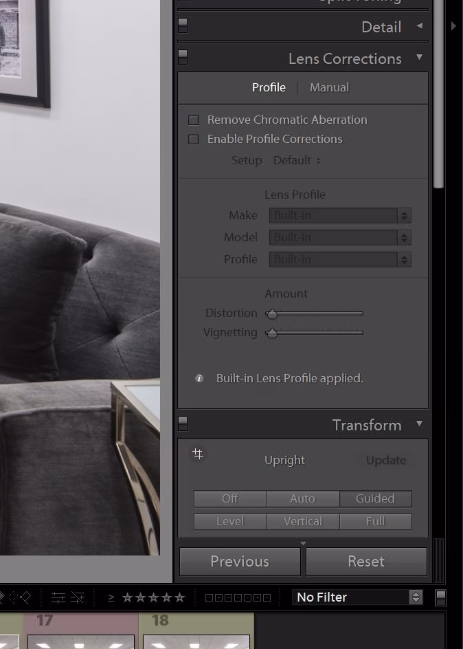 Gayrimenkul Fotoğrafçılığında Objektif Distorsiyonu Nasıl Düzeltilir? 23 Gayrimenkul fotoğrafçılığında objektif profil düzeltmesinin kapalı olduğu örnek